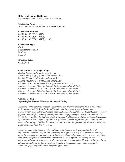 Psychological Tests for Neuropsychological Assessment