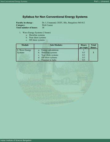 Non Conventional Energy Systems - E-Courses