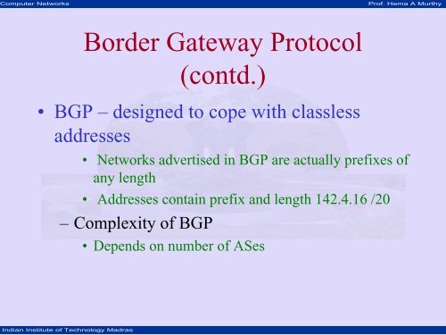 Classless Inter Domain Routing - nptel - Indian Institute of ...