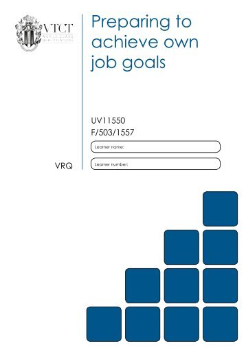 Preparing to achieve own job goals - VTCT