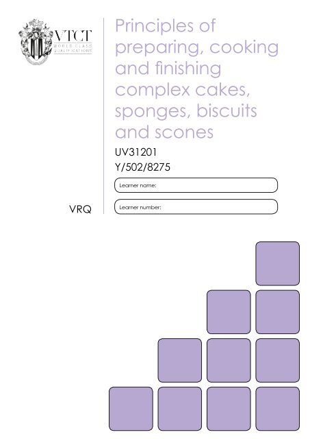 Know how to finish complex cakes, sponges, biscuits and ... - VTCT