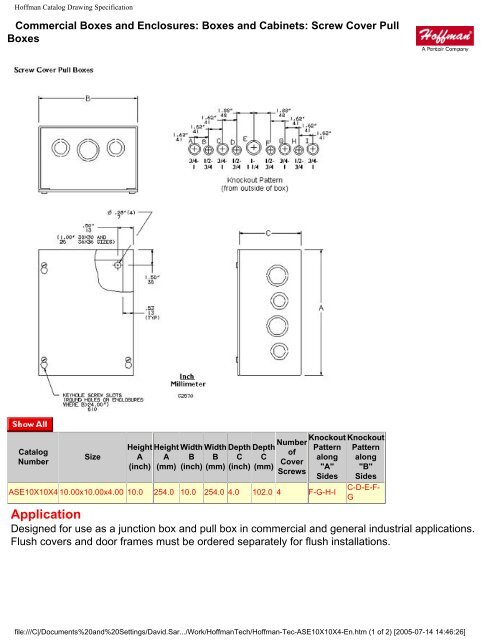 Hoffman Catalog Drawing Specification - Nedco