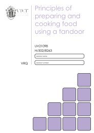 Principles of preparing and cooking food using a tandoor - VTCT