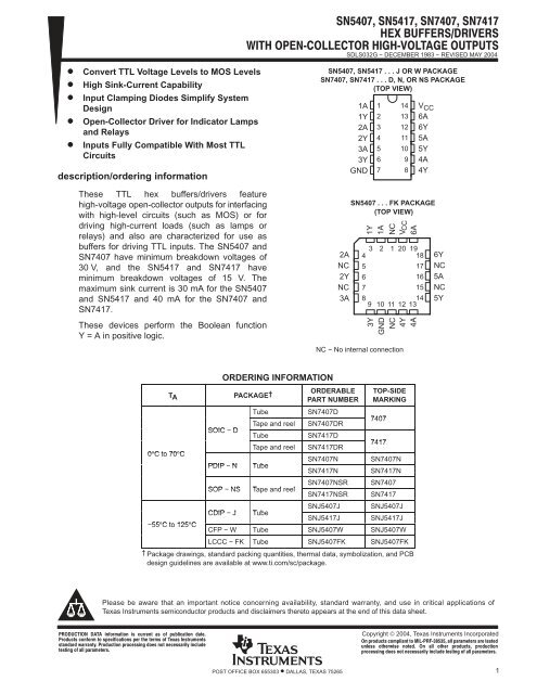 SN5407, SN5417, SN7407, SN7417 (Rev. G)