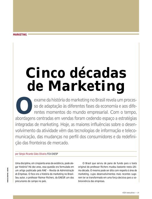 Cinco décadas de Marketing - RAE Publicações - Fundação Getulio ...