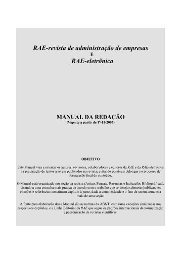 Manual de redação - RAE Publicações - Fundação Getulio Vargas