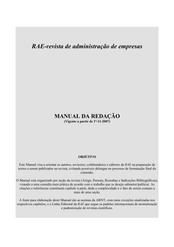 Manual da redação - RAE Publicações - Fundação Getulio Vargas