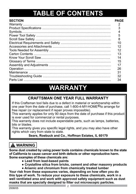 Operator's Manual 16 in. VARIABLE SPEED SCROLL SAW ... - Sears