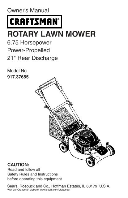 sears lawn mower parts diagram