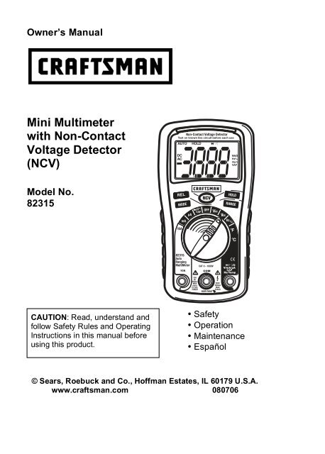 Mini Multimeter with Non-Contact Voltage Detector (NCV) - Sears