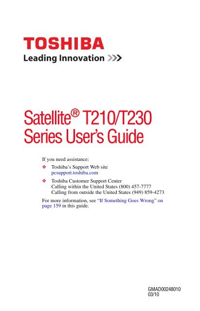 Satellite® T210/T230 Series User's Guide - Howard Computers