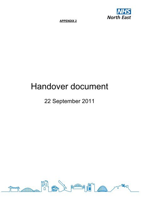 SHA Handover Reports - NHS Yorkshire and the Humber