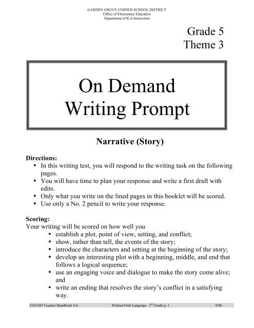 On Demand Writing Prompt - Garden Grove Unified School District