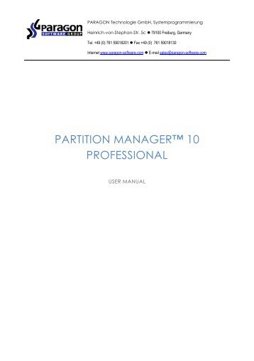 partition manager™ 10 professional - Download - PARAGON ...