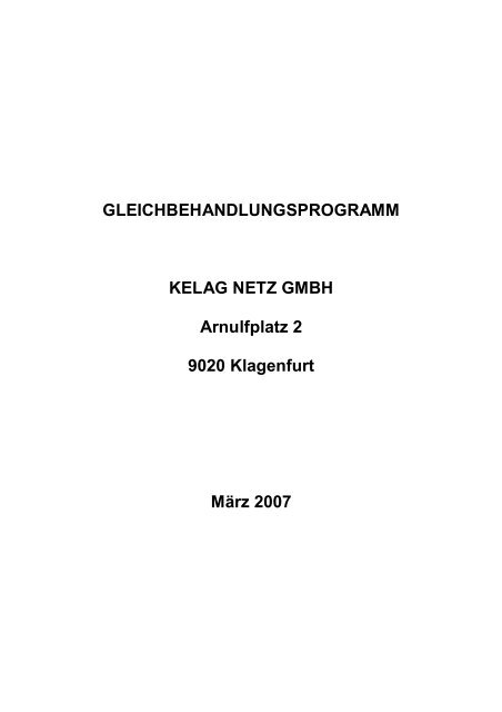 GLEICHBEHANDLUNGSPROGRAMM KELAG NETZ GMBH ...