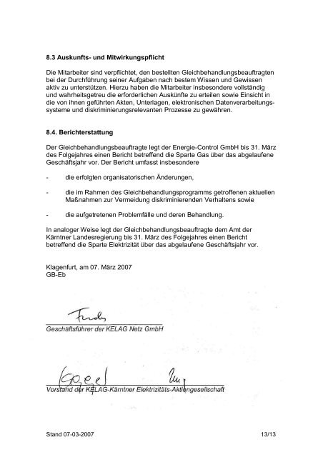 GLEICHBEHANDLUNGSPROGRAMM KELAG NETZ GMBH ...