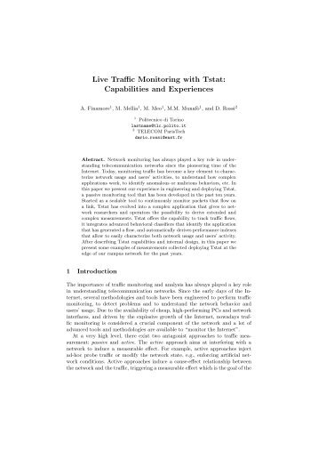 Live Traffic Monitoring with Tstat - PORTO - Publications Open ...