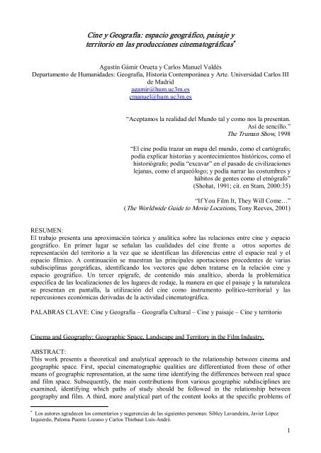 Cine y Geografía - E-Archivo UC3M - Universidad Carlos III de Madrid