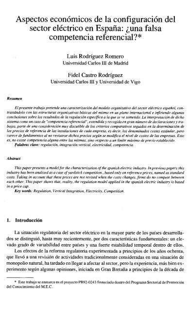 Aspectos económicos de la configuración del sector eléctrico en ...