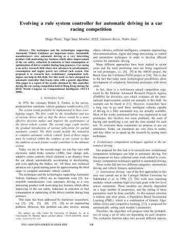 Evolving a rule system controller for automatic driving in a car racing ...