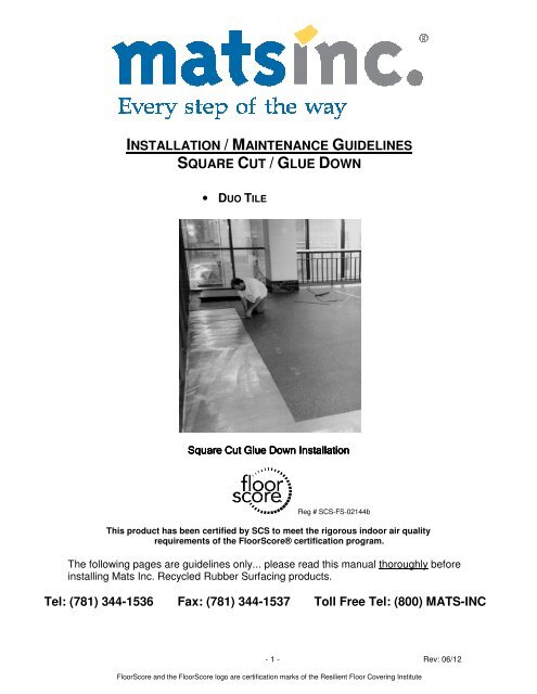 Instructions Mat Installation Instructions - Mats Inc.