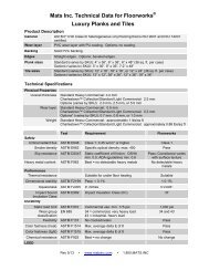 Mats Inc. Technical Data for Floorworks Luxury Planks and Tiles