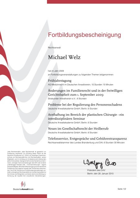 Fortbildungsbescheinigung - Valuenet