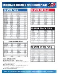 CAROLINA HURRICANES 2012-13 MINI PLANS