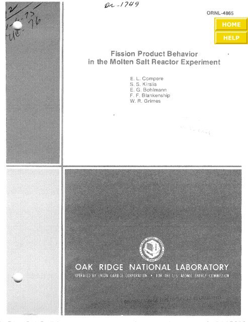ORNL-4865 ORNL-4865