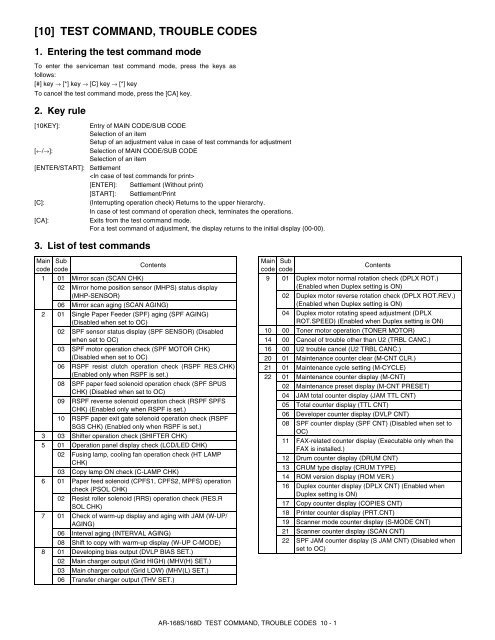 [10] TEST COMMAND, TROUBLE CODES - OlsonBros