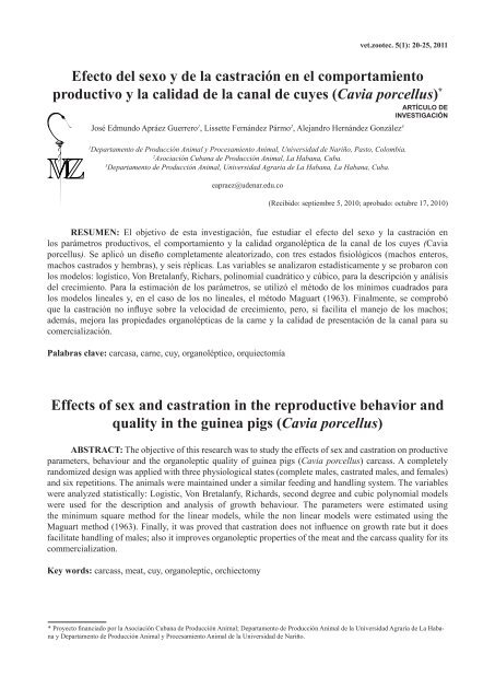 Efecto del sexo y de la castración en el comportamiento productivo y ...