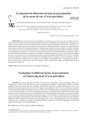 Evaluación de diferentes formas de presentación de la carne de cuy ...