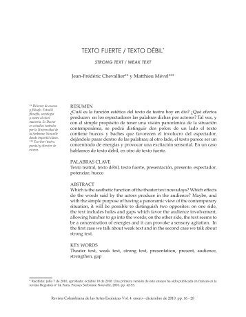 TEXTO FUERTE / TEXTO DÉBIL*