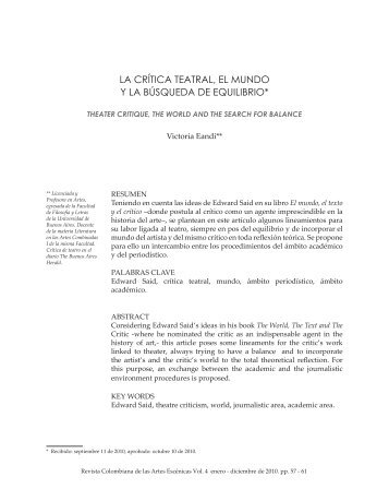 la crítica teatral, el mundo y la búsqueda de equilibrio