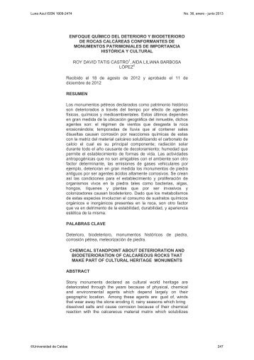 enfoque químico del deterioro y biodeterioro de rocas calcáreas ...