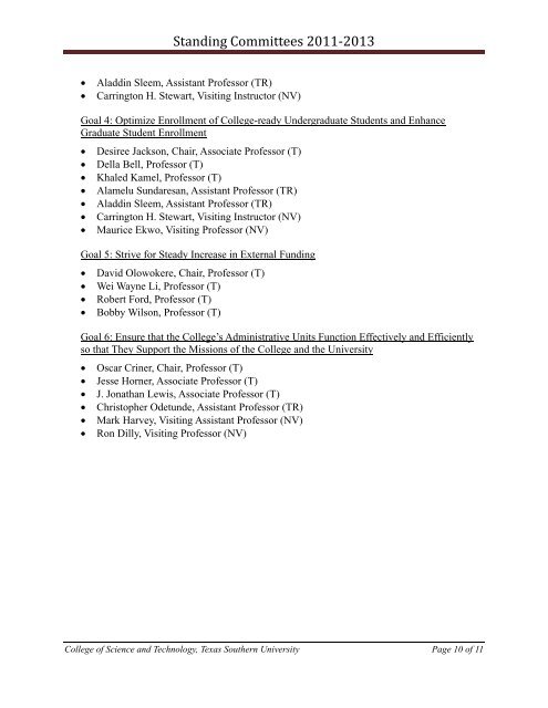Standing Committees 2011‐2013 College of Science and ...