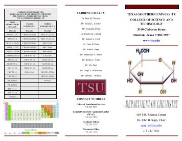 Chemistry Brochure 2010 - COST Home Page - Texas Southern ...