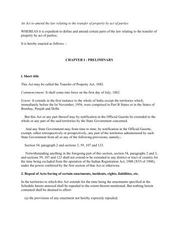 An Act to amend the law relating to the transfer of property by act of ...