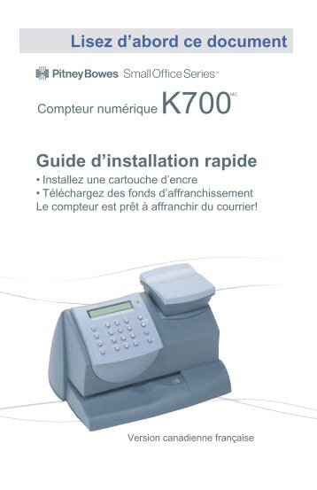 Guide d'installation rapide - Pitney Bowes Canada