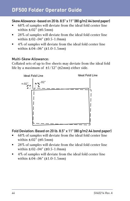 DF500 Folder Operator Guide - Pitney Bowes Canada