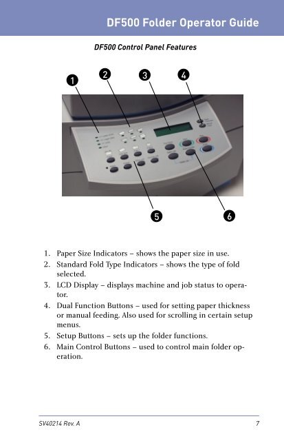 DF500 Folder Operator Guide - Pitney Bowes Canada