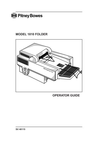 1810 Folder Operating Guide SV40115 4/95 - Pitney Bowes Canada