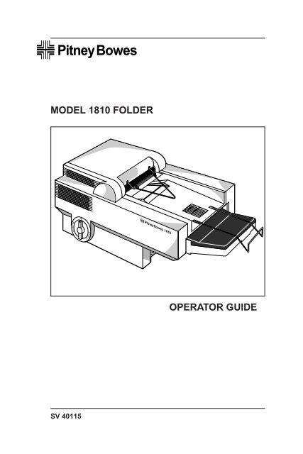 1810 Folder Operating Guide SV40115 4/95 - Pitney Bowes Canada