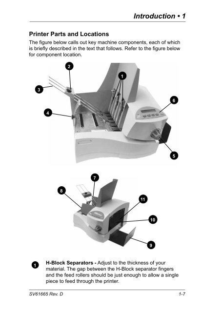 Printer DA70S, DA75S Operator Guide - Pitney Bowes Canada