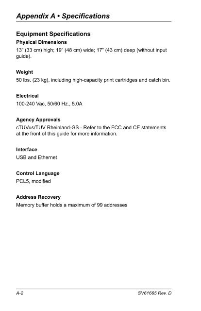 Printer DA70S, DA75S Operator Guide - Pitney Bowes Canada