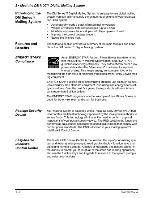 DM1100™ DM Series™ Digital Mailing System Operator Guide