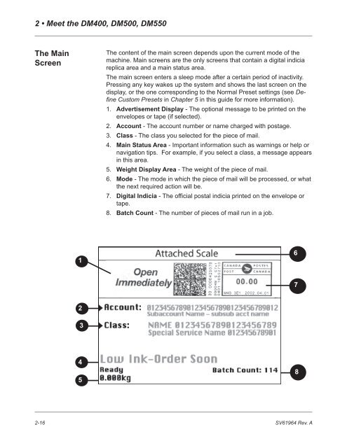 Digital Mailing System DM400,TM DM500TM and DM550TM