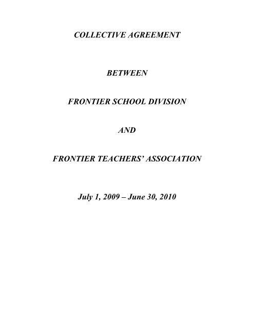 COLLECTIVE AGREEMENT - Frontier School Division