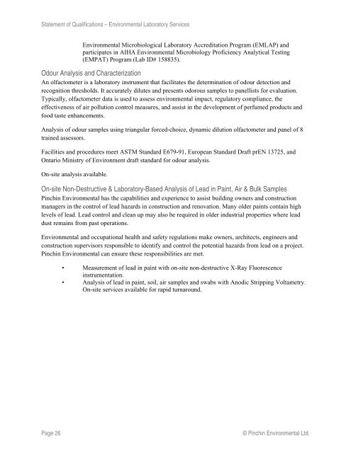 Pinchin Indoor Air Quality Investigation Report Letter