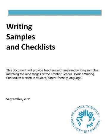 Writing Samples and Checklists - Frontier School Division